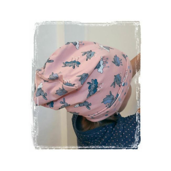 Caciula Bunny Pink, cu bordura, in strat dublu, 48-50 cm KDECDB35BUNP