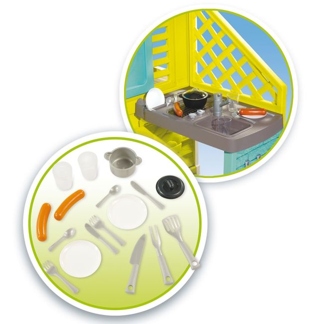 Casuta pentru copii smoby pretty cu bucatarie si 17 accesorii hubs7600810722