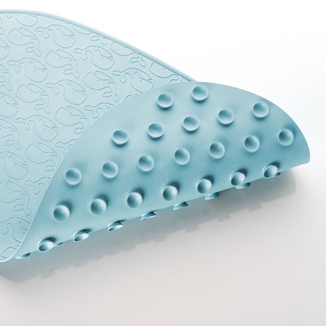 Covoras de baie antialunecare cu ventuze, din cauciuc natural, antibacterian, dreptunghiular, 97 x 36 cm, albastru, MyHappyBath Mat XL, Reer 76033