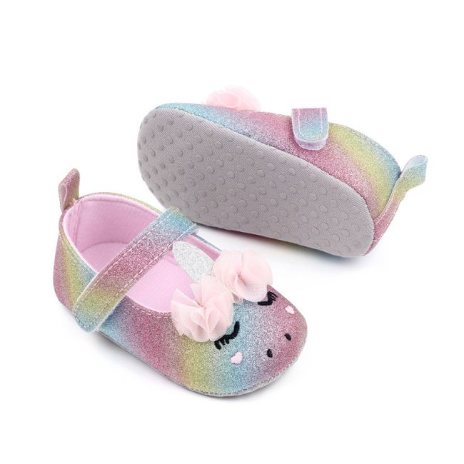 Pantofiori multicolori pentru fetite - unicorn mdd2730-1-ac2.3-6 luni (marimea 18 incaltaminte)