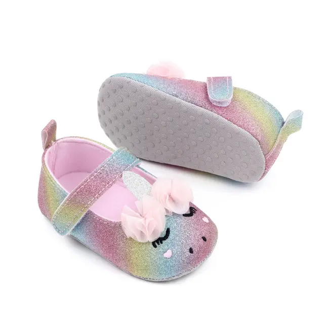Pantofiori multicolori pentru fetite - unicorn mdd2730-1-ac2.3-6 luni (marimea 18 incaltaminte)