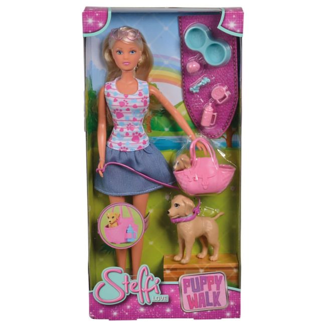 Papusa simba steffi love puppy walk 29 cm cu 2 figurine si accesorii hubs105733310