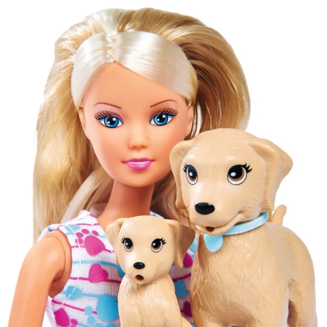 Papusa simba steffi love puppy walk 29 cm cu 2 figurine si accesorii hubs105733310