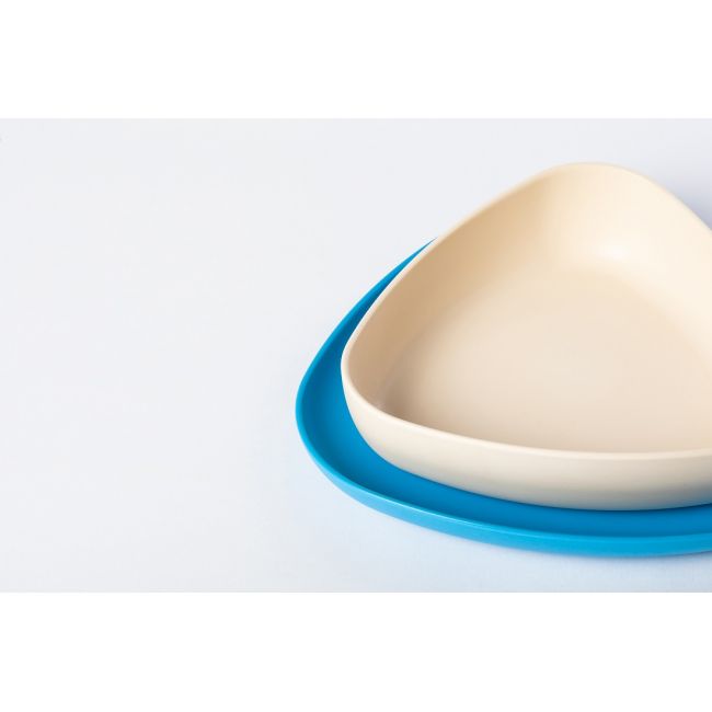 Set 2 farfurii, eKoala, BIOplastic, White/Blue KRTEK142