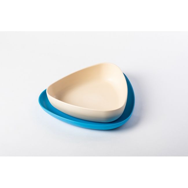 Set 2 farfurii, eKoala, BIOplastic, White/Blue KRTEK142