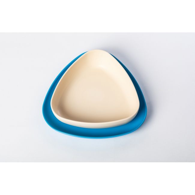 Set 2 farfurii, eKoala, BIOplastic, White/Blue KRTEK142