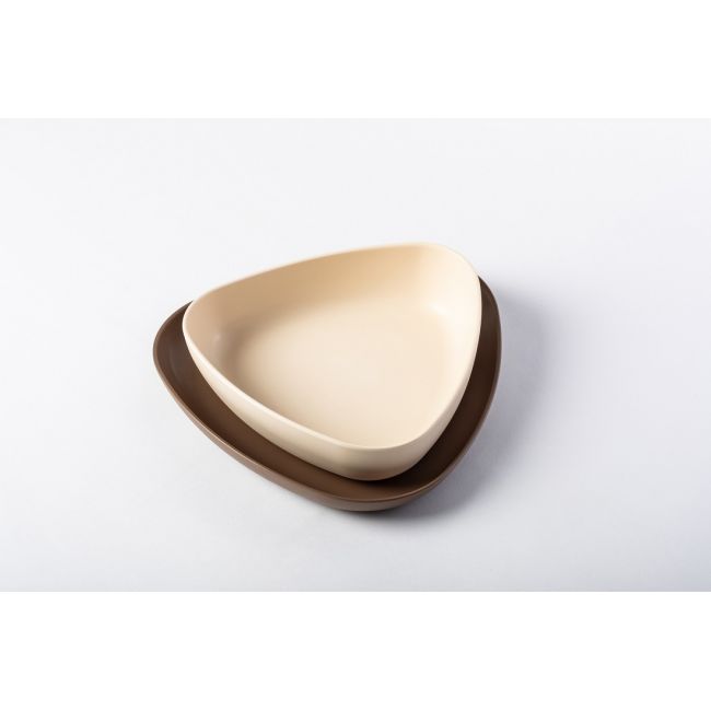 Set 2 farfurii, eKoala, BIOplastic, White/Brown KRTEK146