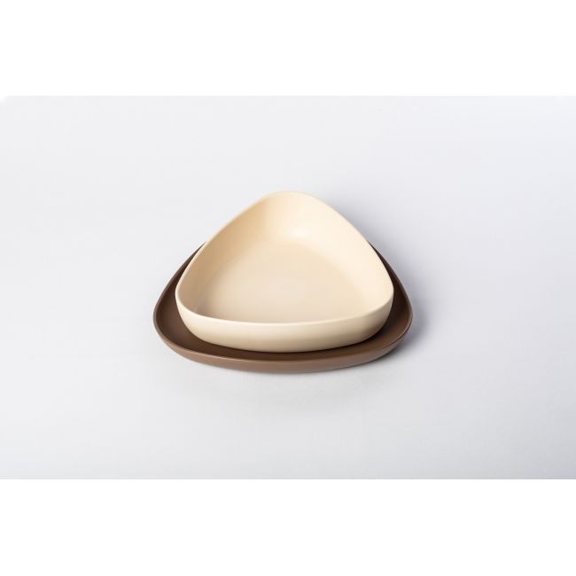 Set 2 farfurii, eKoala, BIOplastic, White/Brown KRTEK146