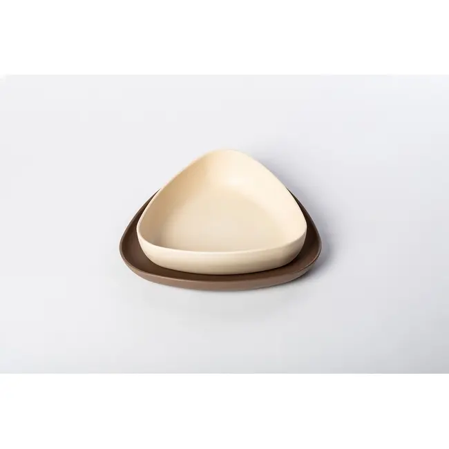 Set 2 farfurii, eKoala, BIOplastic, White/Brown KRTEK146