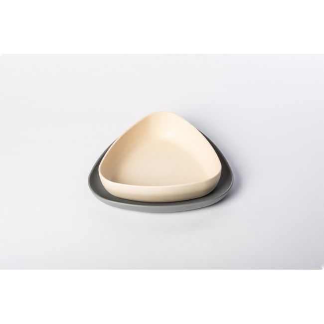 Set 2 farfurii, eKoala, BIOplastic, White/Grey KRTEK145