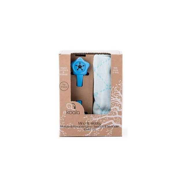 Set Swaddle si suport de prindere baveta, eKoala, Blue KRTEK202