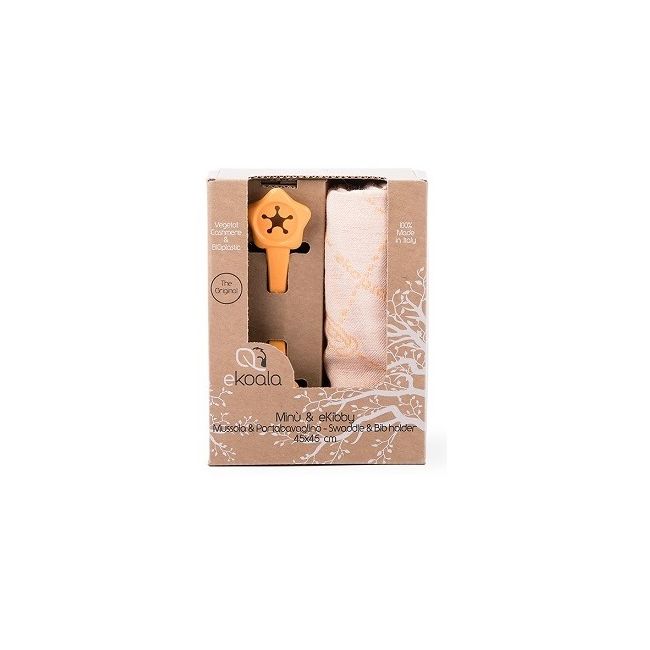 Set Swaddle si suport de prindere baveta, eKoala, Orange KRTEK201