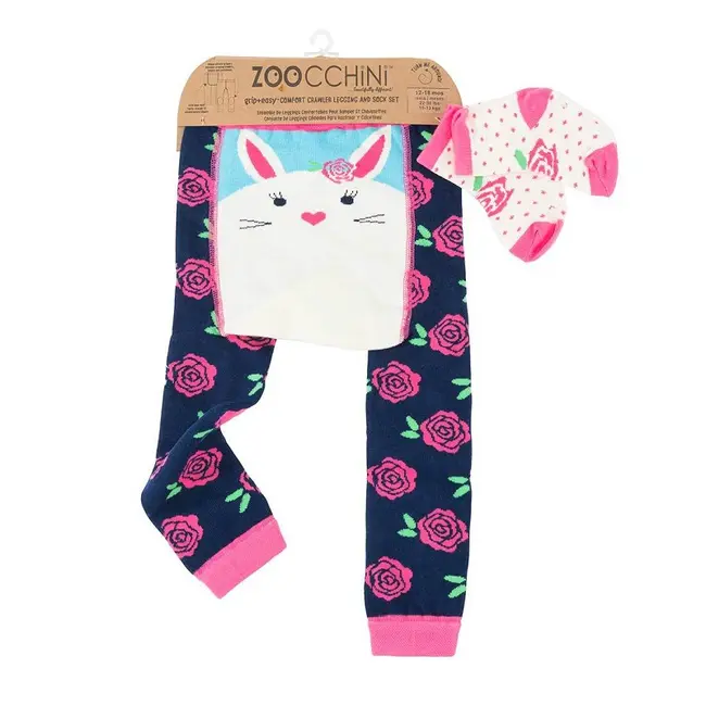 Set pantaloni si soseste antiderapante, Zoocchini, 12-18 Luni &ndash; Bunny KRTZ0190