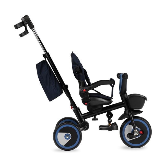 Tricicleta 5 in 1, MoMi INVIDIA Flow, Scaun rotativ 360°, Spatar reglabil, Maner telescopic, Centura in 5 puncte, Pliabila, Suport pahare, Tapiterie usor de curatat KRTROTR00002