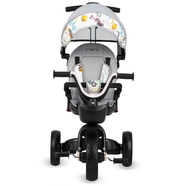 Tricicleta 5 in 1, MoMi INVIDIA Love, Scaun rotativ 360°, Spatar reglabil, Maner telescopic, Centura in 5 puncte, Pliabila, Suport pahare, Tapiterie usor de curatat KRTROTR00001