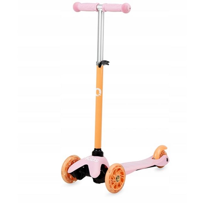 Trotineta cu 3 roti, QKIDS, LUMIS Orange, Ghidon reglabil pe 3 trepte, Flexbrake, Rulmenti ABEC-7, Platforma anti-alunecare, Pliabil, Sarcina maxima 25 kg KRTHUBA00005