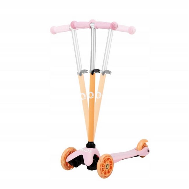 Trotineta cu 3 roti, QKIDS, LUMIS Orange, Ghidon reglabil pe 3 trepte, Flexbrake, Rulmenti ABEC-7, Platforma anti-alunecare, Pliabil, Sarcina maxima 25 kg KRTHUBA00005