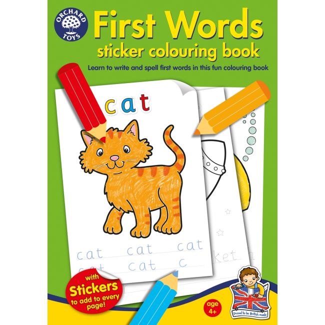 Carte de colorat cu activitati in limba engleza si abtibilduri Primele cuvinte FIRST WORDS - ORCB04