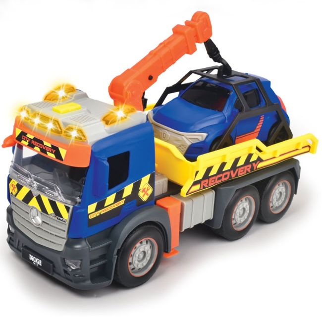 Camion de tractare dickie toys mercedes recovery cu masinuta hubs203745016
