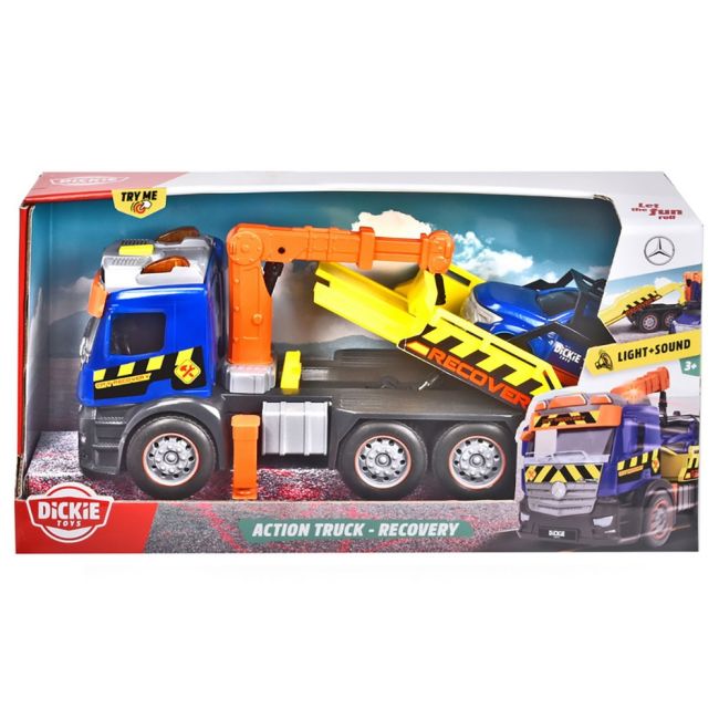 Camion de tractare dickie toys mercedes recovery cu masinuta hubs203745016