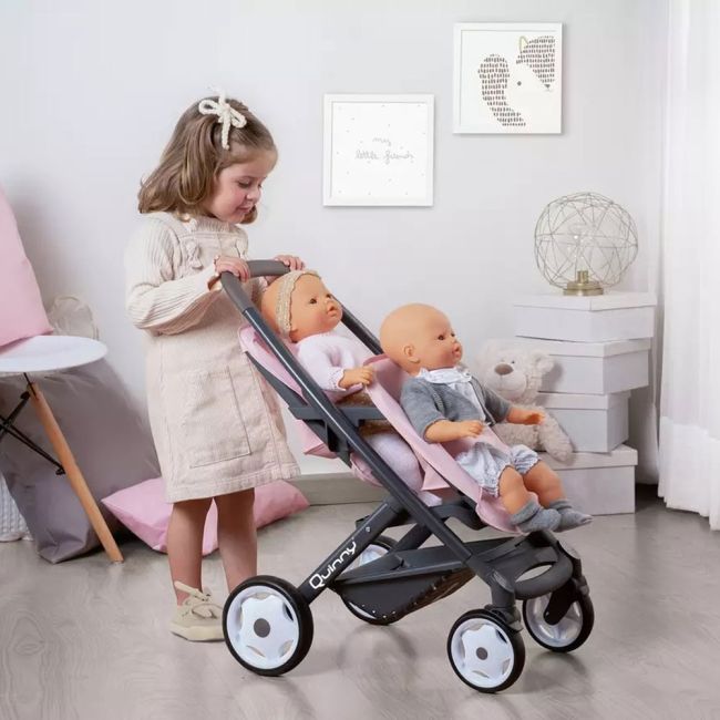 Carucior pentru papusi smoby maxi cosy quinny twin roz hubs7600253217