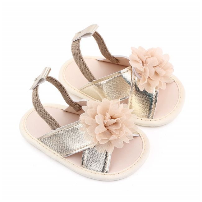 Sandalute auriu sidefat cu floricica mdd2638-3-ac11.6-9 luni (marimea 19 incaltaminte)