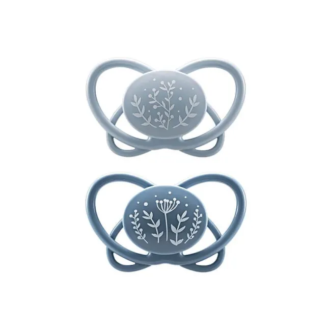 Set 2 Suzete MyButterfly din silicon, forma anatomica, simetrica, tetina ortodontica flexibila, cu cutie de transport si sterilizare, 0 - 6 luni, nip first moments 31610