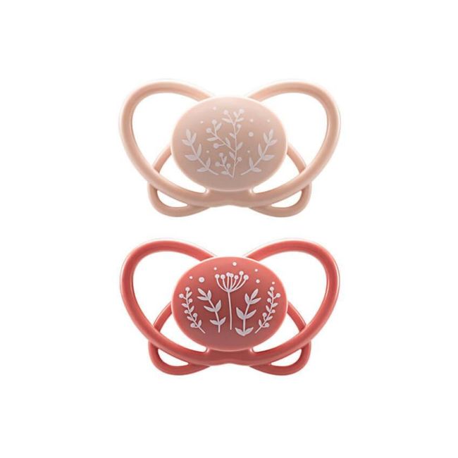 Set 2 Suzete MyButterfly din silicon, forma anatomica, simetrica, tetina ortodontica flexibila, cu cutie de transport si sterilizare, 0 - 6 luni, nip first moments 31610