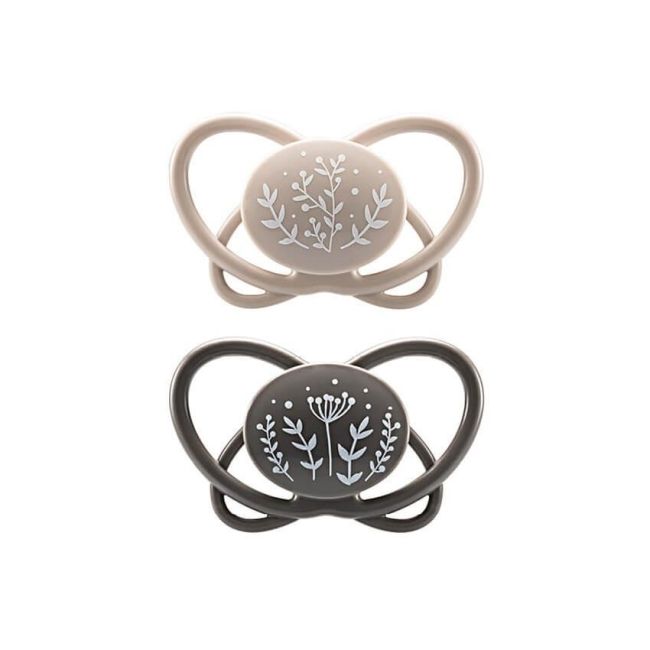 Set 2 Suzete MyButterfly din silicon, forma anatomica, simetrica, tetina ortodontica flexibila, cu cutie de transport si sterilizare, 0 - 6 luni, nip first moments 31610