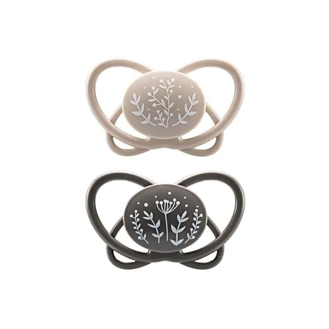 Set 2 Suzete MyButterfly din silicon, forma anatomica, simetrica, tetina ortodontica flexibila, cu cutie de transport si sterilizare, 0 - 6 luni, nip first moments 31610