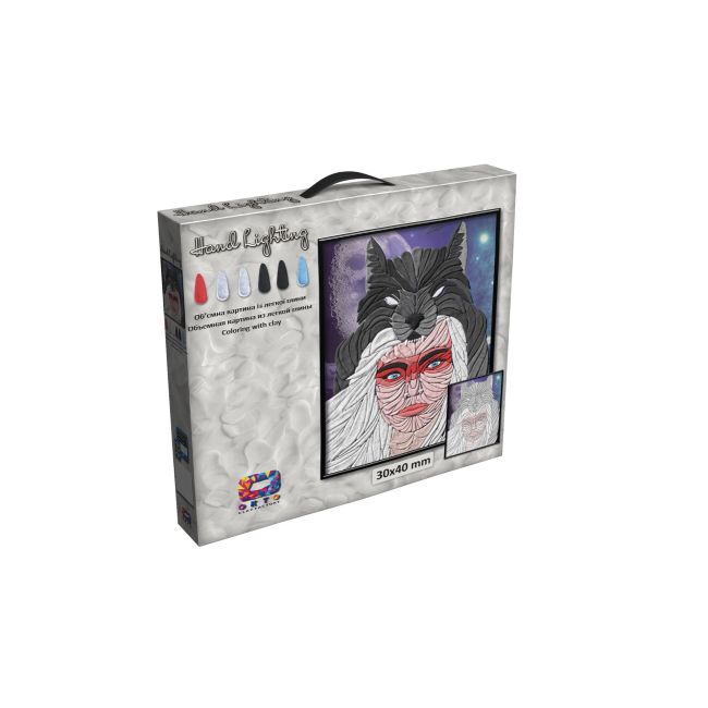 Set pictura 3D cu argila usoara, 40*30cm - Woman Wolf KRTOK70077