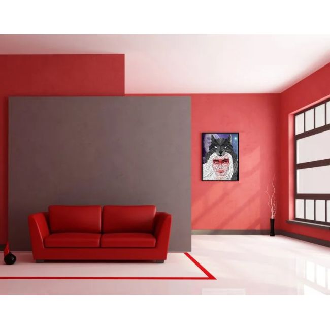 Set pictura 3D cu argila usoara, 40*30cm - Woman Wolf KRTOK70077