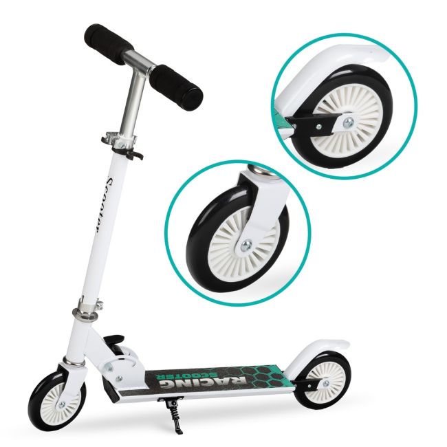Trotineta copii, QKIDS, FLO Green, Rulmenti ABEC-9, Roti poliuretan 85A, Ghidon T-shape, Platforma anti-derapanta, Defender brake, Aluminiu KRTKIDS00036
