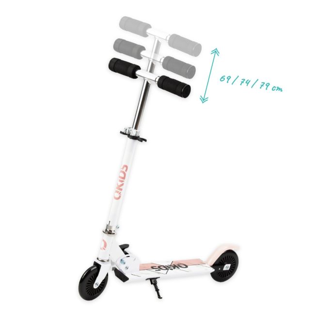 Trotineta copii, QKIDS, FLO Pink, Rulmenti ABEC-9, Roti poliuretan 85A, Ghidon T-shape, Platforma anti-derapanta, Defender brake, Aluminiu KRTHUBA00013