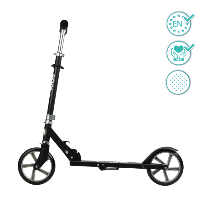 Trotineta freestyle, QKIDS, WEISS Black, Ghidon reglabil pe 3 trepte, Amortizor Easy&amp;Up, Platforma anti-derapanta, Pliabila, Aluminiu KRTHUBA00009