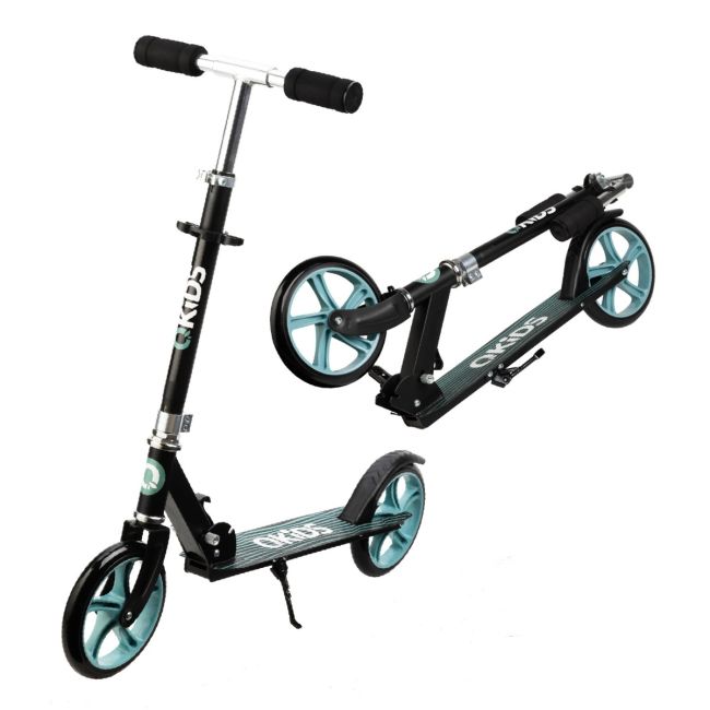Trotineta freestyle, QKIDS, WEISS Green, Ghidon reglabil pe 3 trepte, Amortizor Easy&amp;Up, Platforma anti-derapanta, Pliabila, Aluminiu KRTKIDS00034