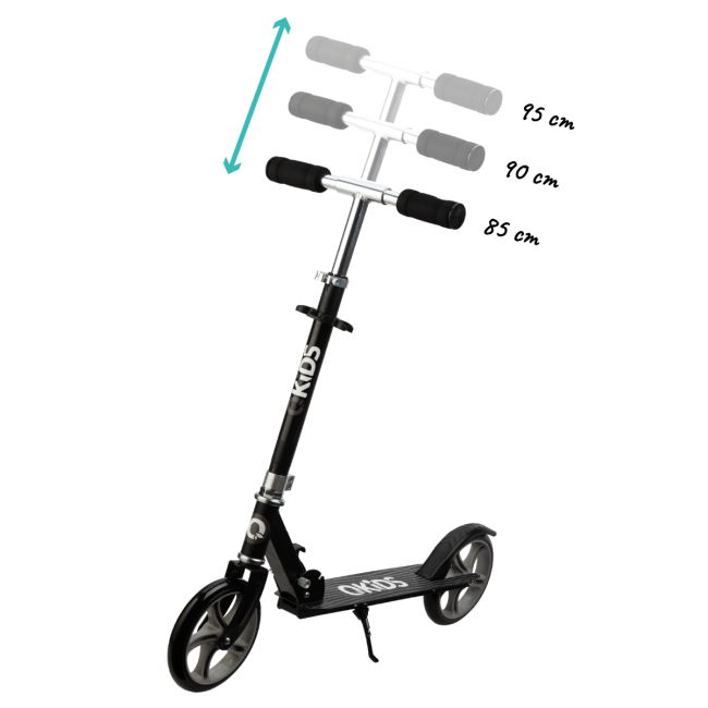 Trotineta freestyle, QKIDS, WEISS Green, Ghidon reglabil pe 3 trepte, Amortizor Easy&amp;Up, Platforma anti-derapanta, Pliabila, Aluminiu KRTKIDS00034
