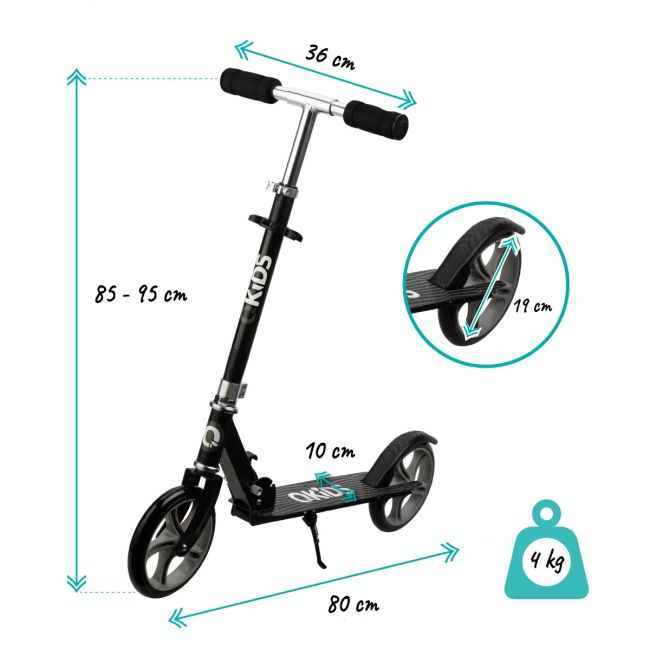 Trotineta freestyle, QKIDS, WEISS Green, Ghidon reglabil pe 3 trepte, Amortizor Easy&amp;Up, Platforma anti-derapanta, Pliabila, Aluminiu KRTKIDS00034