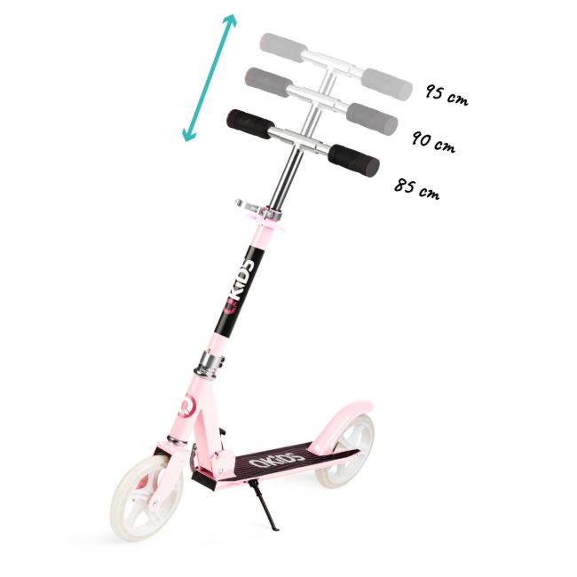 Trotineta freestyle, QKIDS, WEISS Light Pink, Ghidon reglabil pe 3 trepte, Amortizor Easy&amp;Up, Platforma anti-derapanta, Pliabila, Aluminiu KRTKIDS00033