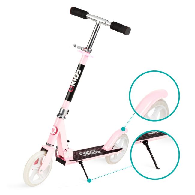 Trotineta freestyle, QKIDS, WEISS Light Pink, Ghidon reglabil pe 3 trepte, Amortizor Easy&amp;Up, Platforma anti-derapanta, Pliabila, Aluminiu KRTKIDS00033