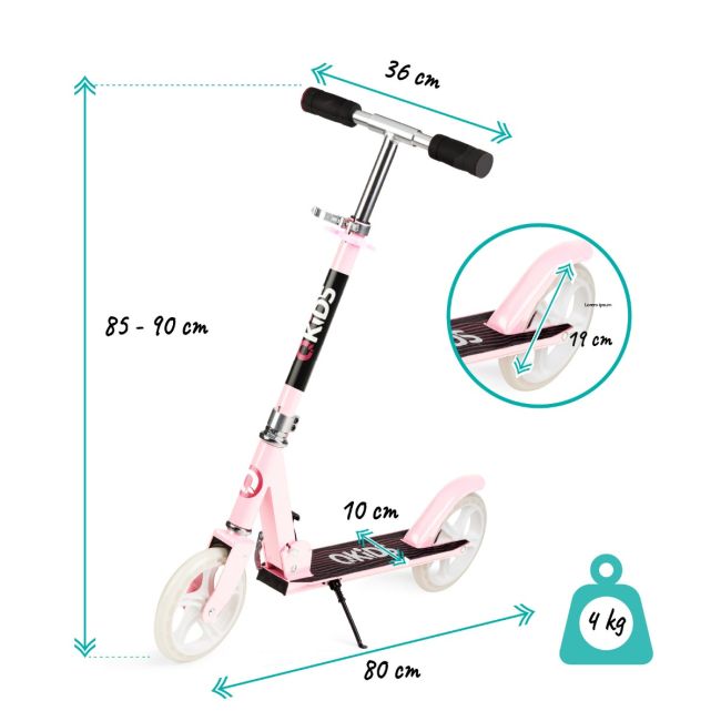 Trotineta freestyle, QKIDS, WEISS Light Pink, Ghidon reglabil pe 3 trepte, Amortizor Easy&amp;Up, Platforma anti-derapanta, Pliabila, Aluminiu KRTKIDS00033