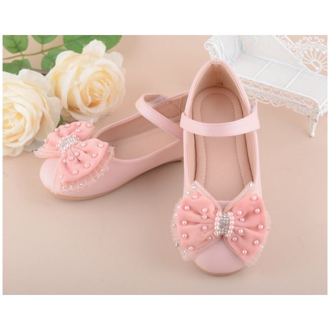 Pantofiori roz cu fundita aplicata LI380-2-1-DE7(bo1)