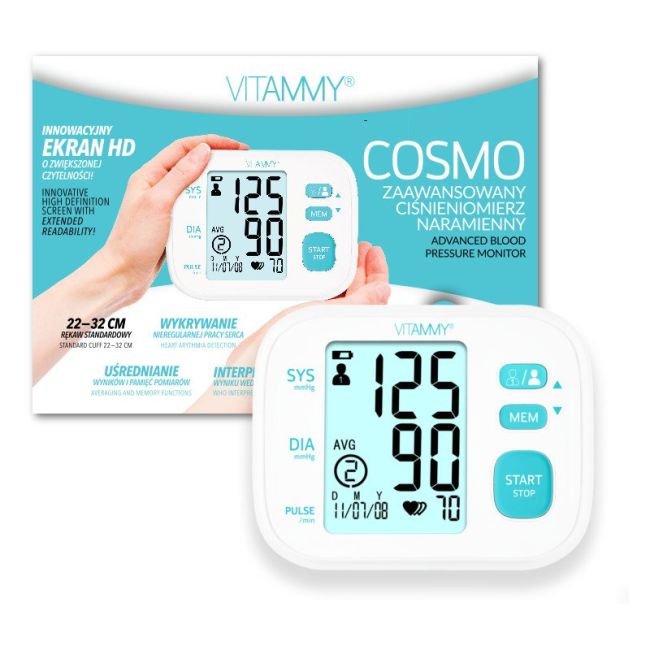 Tensiometru electronic de brat VITAMMY Cosmo, detectare aritmie, memorare 2 utilizatori, manseta... BITcosmoalb