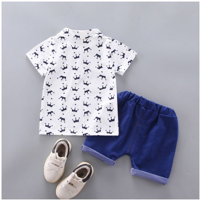 Costum cu tricou alb - coronite mdxgsuc422.18-24 luni