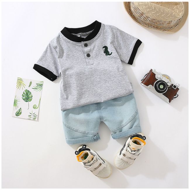 Costum cu tricou gri - Little dino MDXGSUC299