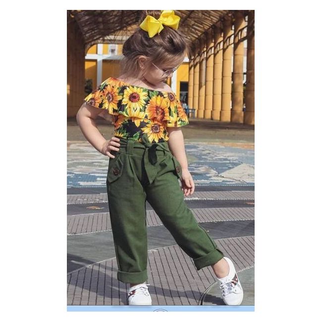 Costumas cu pantaloni verzi - Floarea soarelui MB1511-DE4