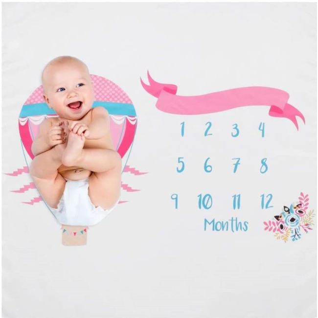 Suport textil tip Milestone subtire pentru fotografii memorabile Balon DLLdrl12sf