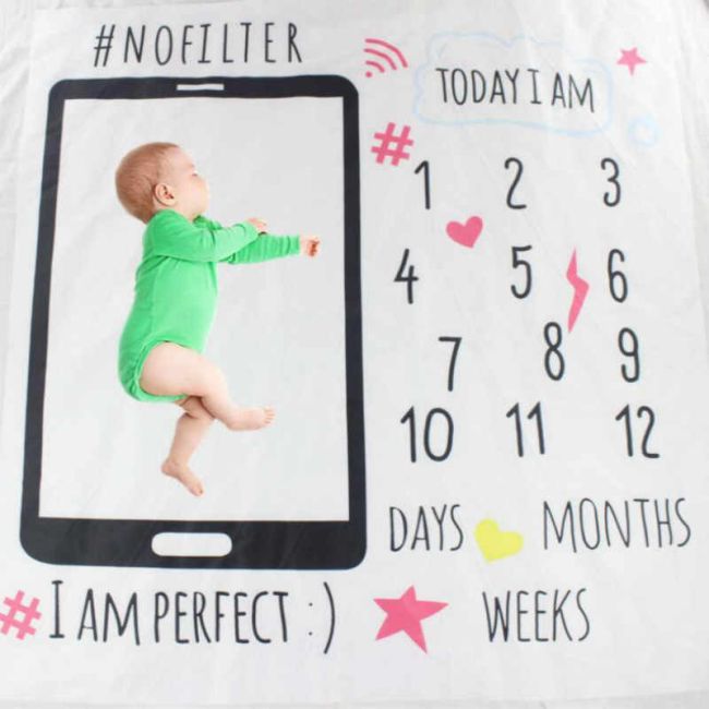 Suport textil tip Milestone subtire pentru fotografii memorabile Selfie DLLd12sa