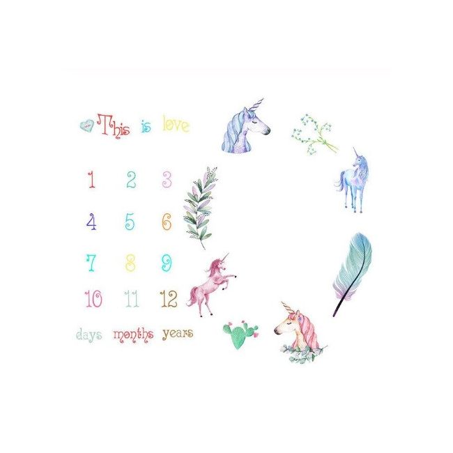 Suport textil tip Milestone subtire pentru fotografii memorabile Unicorni DLLdrl272