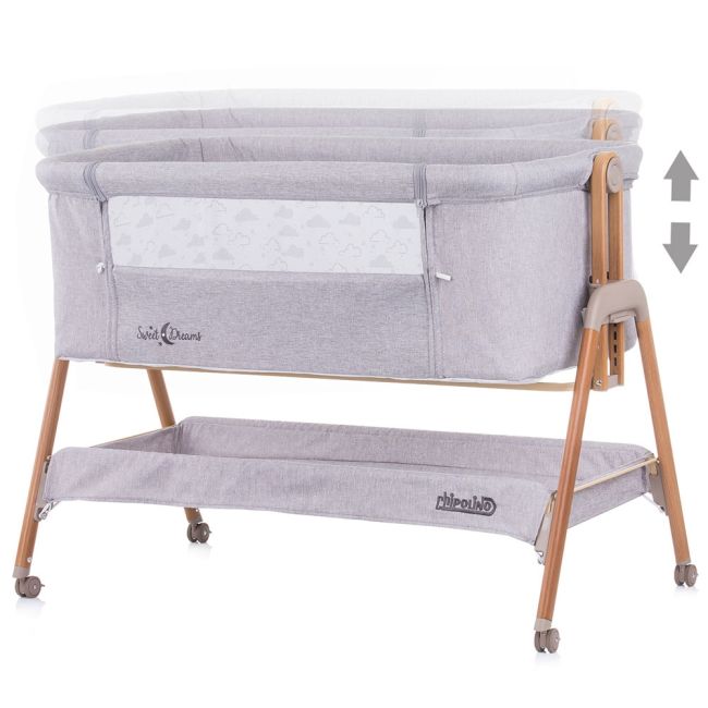 Patut co-sleeper chipolino sweet dreams grey wood hubkossd0213gy